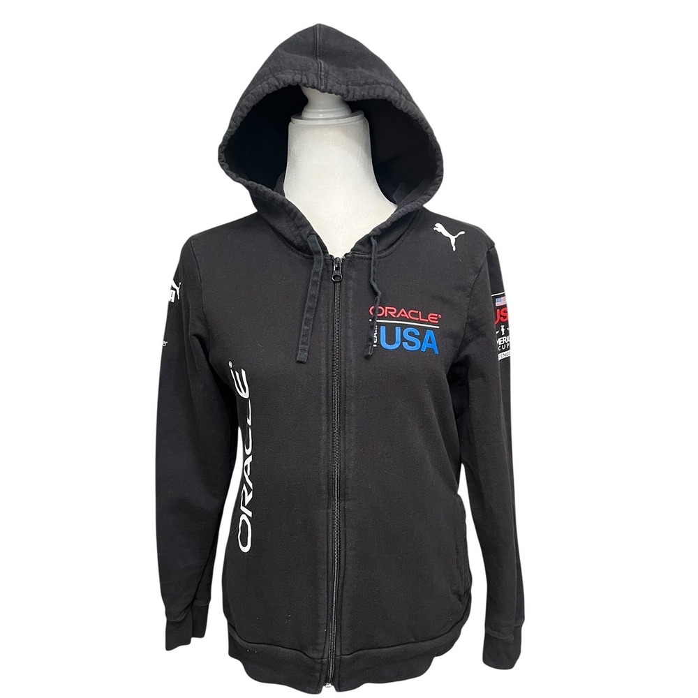Puma Oracle USA Team Full Zip Hoodie Black Motorsport Racing Jacket Womens Large
